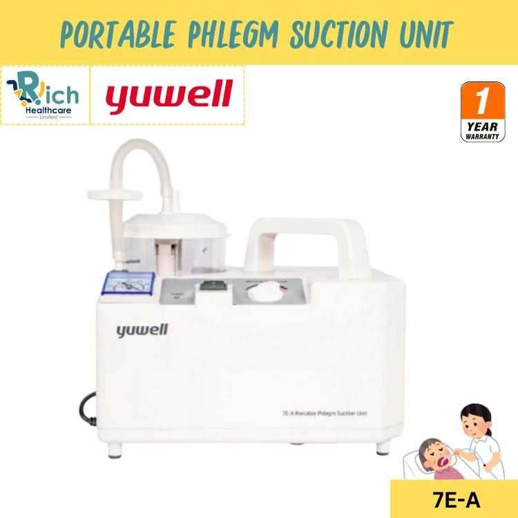 Yuwell Portable Phlegm Vacuum Unit เครื่องดูดเสมหะรุ่น 7E-A [ไม่มีแบตเตอรี่ใน] [รับประกันคุณภาพ 1 ปี]