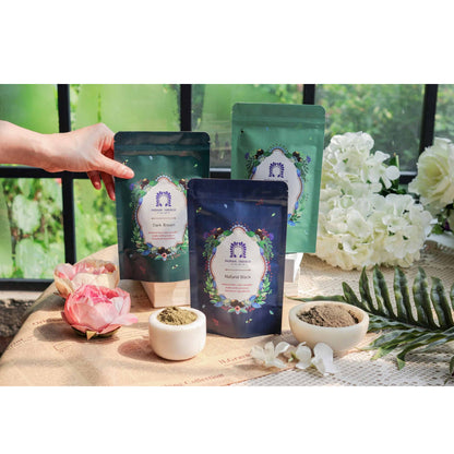 Indian Indigo Henna ผงพืชย้อมผม สี Natural Black /Dark Brown /Chestnut สูตรบอบบางแพ้ง่าย