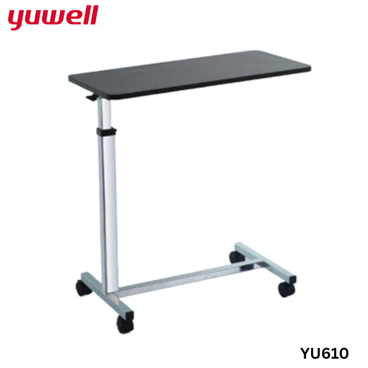 Yuwell / Happy Table Over Bed Table โต๊ะคร่อมเตียง โต๊ะอาหารอเนกประสงค์ ปรับความสูง ล้อล็อกได้ YU610 [รับประกัน 1 ปี]