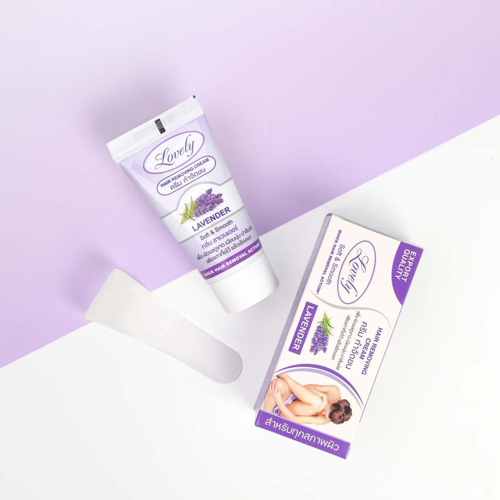 Lovely Hair Removing Cream เลิฟลี่ แฮร์รีมูฟวิ่ง ครีม ครีมกำจัดขน สูตรลาเวนเดอร์ อโรเวร่า 50ml