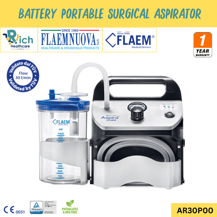 Flaem Nuova Aspira Go เครื่องดูดเสมหะแบบพกพา ใช้ได้ทั้งที่บ้าน ในรถ โรงพยาบาล และสถานพยาบาล [รับประกันตัวเครื่อง 1 ปี]