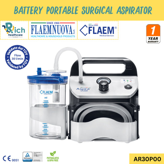 Flaem Nuova Aspira Go เครื่องดูดเสมหะแบบพกพา ใช้ได้ทั้งที่บ้าน ในรถ โรงพยาบาล และสถานพยาบาล [รับประกันตัวเครื่อง 1 ปี]