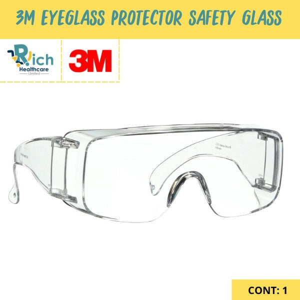 3M แว่นนิรภัยครอบแว่นสายตา เลนส์ใส Safety Eyewear UV Protection 99.9%