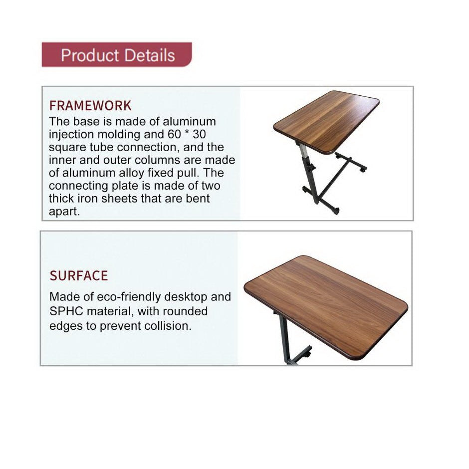 Luxury Happy Over Table โต๊ะคร่อมเตียง รุ่น พิเศษ Luxury หนาเเข็งเเรง สามรถปรับ สูงได้ / ปรับหน้าโต๊ะได้ / ขอบมนหนา