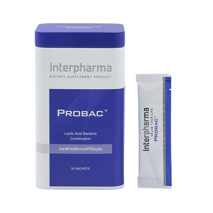 Interpharma Probac 7 (30 ซอง) ผลิตภัณฑ์ Total Synbiotic (ซินไบโอติก) สร้างสมดุลให้ระบบขับถ่าย (Probiotics)