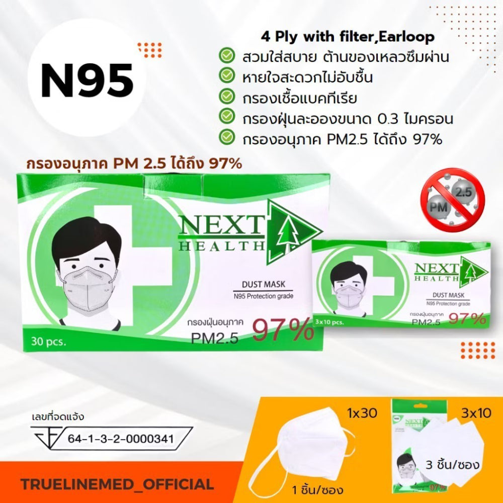 Next Health N95 Mask 4 Layer PM2.5 Protection[30pcs]