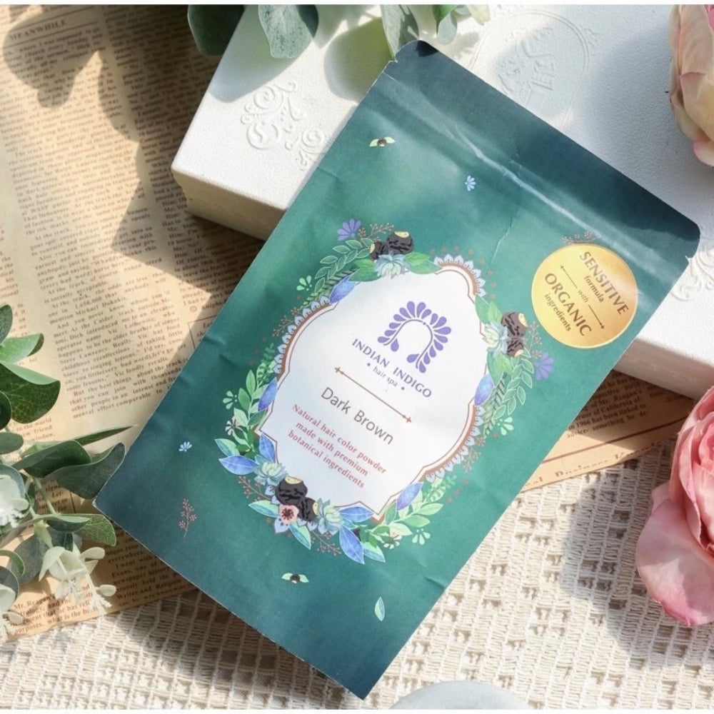 Indian Indigo Henna ผงพืชย้อมผม สี Natural Black /Dark Brown /Chestnut สูตรบอบบางแพ้ง่าย