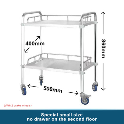 Happy Trolley - Stainless Steel Clinic Hospital Trolley (2 Drawers)