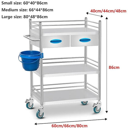 Happy Trolley - Stainless Steel Trolley 3 Shelves
