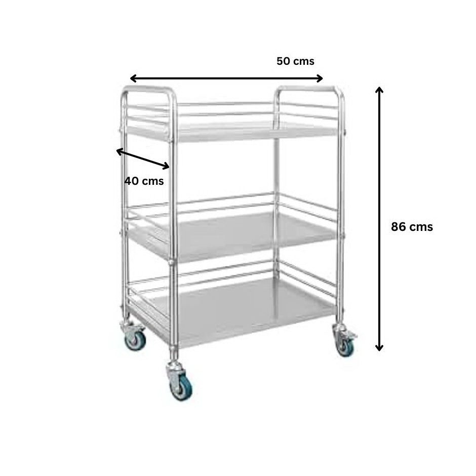 Happy Trolley - Stainless Steel Trolley 3 Shelves