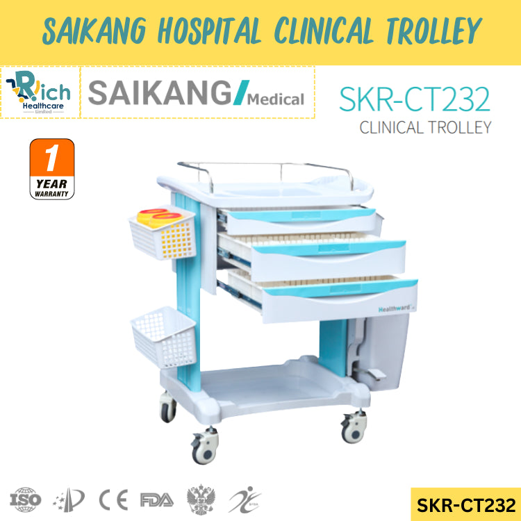 Saikang Hospital Clinical Trolley รถเข็นทางการแพทย์ เก็บและเคลื่อนย้ายอุปกรณ์ทางการแพทย์และยา [รับประกันคุณภาพสินค้า1ปี]